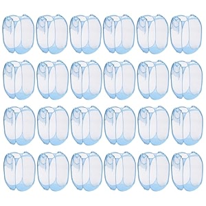 kuber industries pack of 2 unwashed clothes storage basket  foldable laundry basket for clothes  mesh laundry bag  collapsible amp portable  30 ltr  blue