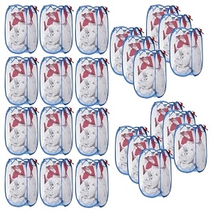 kuber industries pack of 24 unwashed clothes storage basket  foldable laundry basket for clothes  mesh laundry bag  collapsible amp portable  30 ltr  sky blue