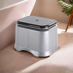 kuber industries anti-slip bathroom stool for bathing  comfortable indoor amp outdoor machiya for sitting  durable adults bath stool amp patla chair for home  check ultra 10- grey
