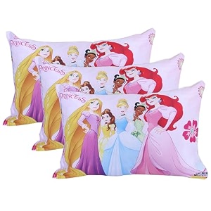 kuber industries pack of 3 baby pillow  disney princess pillow  soft pillows for sleeping  back amp front printed  cozy amp fluffy pillow  12x18 inch  pink