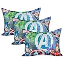 Kuber Industries (Pack of 3) Baby Pillow | Marvel Avengers Print Pillow | Soft Pillows for Sleeping | Cozy &amp; Fluffy Pillow | 12x18 Inch | Sky Blue