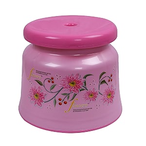kuber industries bath stool  bathing stools for bathroom  plastic stool for home use  sitting stool for kitchen  flower printed  pink
