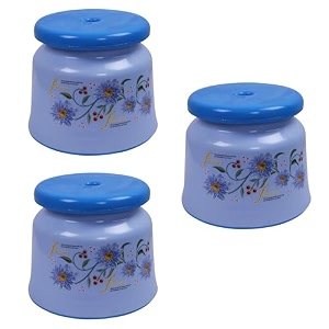 kuber industries bathroom stoolplastic stool for bathroomanti-slip with strong bearingsolid surface  blue 24d x 24w x 23h cm