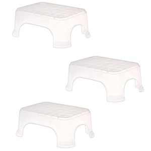 kuber industries pack of 3 bath stool for bathroom  plain square stool  bathroom stool for bathing  plastic stools for sitting  p6  transparent