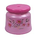 Kuber Industries Bath Stool | Bathing Stools for Bathroom | Plastic Stool for Home Use | Sitting Stool for Kitchen | Flower Printed | Pink