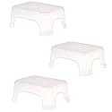 Kuber Industries Pack of 3 Bath Stool for Bathroom | Plain Square Stool | Bathroom Stool for Bathing | Plastic Stools for Sitting | P6 | Transparent