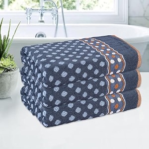 kuber industries 144 gsm cotton unisex bathroom towel  30x60 inch  highly absorbent   towel for bath-gym-travel-beach-pool amp yoga  dot print  grey