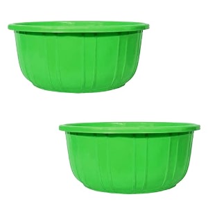 kuber industries leaf printed 40 lt multipurpose unbreakable plastic tub bath tubwashing tub green round