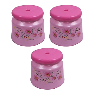 kuber industries pack of 3 bathroom stoolplastic stool for bathroomanti-slip with strong bearingsolid surface amp unbreakable materialpink
