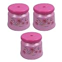 Kuber Industries Pack of 3 Bathroom Stool|Plastic Stool for Bathroom|Anti-Slip with Strong Bearing|Solid Surface &amp; Unbreakable Material|Pink