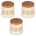 Kuber Industries Pack of 3 Bathroom Stool | Plastic Stool for Bathroom | Stool for Sitting | Anti -Slip with Strong Bearing | Patla for Toilet | Printed Design | Cream