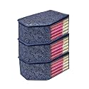 Kuber Industries (Pack of 3) Blouse Cover | Flower-Printed | Clothes Storage Bag | Wardrobe Organiser With Zipper | Side Transparent Blouse Organizer | Blouse Protector Bag | Navy Blue