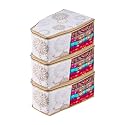 Kuber Industries Non-Woven (Pack of 3) Blouse Cover|Gola-Printed|Clothes Storage Bag|Wardrobe Organiser With Zipper|Side Transparent Blouse Organizer|Blouse Protector Bag|White, 270 x 10 mm