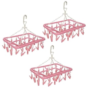 kuber industries cloth drying hanger  32 clips baby drying pegs  360 degree rotatable hanger  clip stand for cloth  rectangular green
