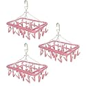 Kuber Industries Plastic 360 Degree Portable Folding Clothes Drying Rack Space Saving Travel Rotatable Clips (Green, 32 Clip, KUBMART15537)