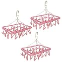 Kuber Industries Cloth Drying Hanger | 32 Clips Baby Drying Pegs | 360 Degree Rotatable Hanger | Clip Stand for Cloth | Rectangular| Green