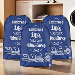 kuber industries pack of 3 cloth storage bag  storage organizer  travel cloth carrying bag  garments cover for laundry  travel storage organizer for clothing  large  royal blue