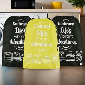 kuber industries pack of 6 travel packing bags for clothes  travel pouches  packing cubes travel organizer  storage organizer for travel-hiking-adventure  laundry bag  small  yellow amp sky blue