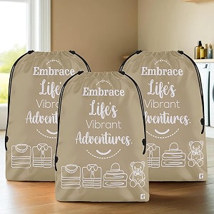 kuber industries pack of 3 cloth storage bag  storage organizer  travel cloth carrying bag  garments cover for laundry  travel storage organizer for clothing  large  brown