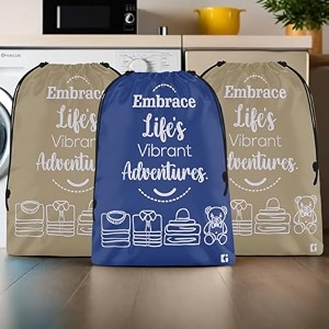 kuber industries pack of 3 cloth storage bag  storage organizer  parachute cloth organizer  waterproof garments cover  travel storage bag for clothing  large  brown amp royal blue
