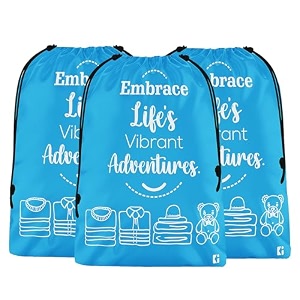kuber industries pack of 5 cloth storage bag  storage organizer  travel cloth carrying bag  garments cover for laundry  travel storage organizer for clothing  large  sky blue