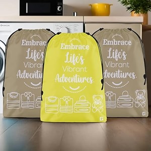 kuber industries pack of 6 travel packing bags for clothes  travel pouches  packing cubes travel organizer  storage organizer for travel-hiking-adventure  laundry bag  small  yellow amp sky blue