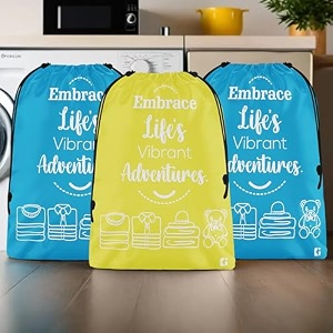 kuber industries pack of 6 travel packing bags for clothes  travel pouches  packing cubes travel organizer  storage organizer for travel-hiking-adventure  laundry bag  small  yellow amp sky blue