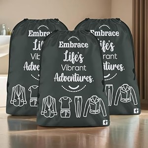kuber industries pack of 3 cloth storage bag  storage organizer  travel cloth carrying bag  garments cover for laundry  travel storage organizer for clothing  medium  gray