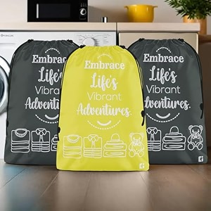 kuber industries pack of 6 travel packing bags for clothes  travel pouches  packing cubes travel organizer  storage organizer for travel-hiking-adventure  laundry bag  small  yellow amp sky blue
