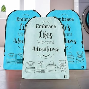 kuber industries pack of 4 cloth storage bag  non-woven storage organizer  travel pouches  cloth carrying bag  garments cover  storage organizer bag for clothing  large  sky blue amp grey