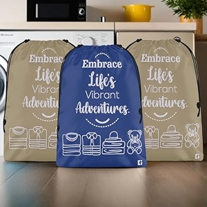 kuber industries pack of 3 cloth storage bag  storage organizer  parachute cloth organizer  waterproof garments cover  travel storage bag for clothing  large  brown amp royal blue