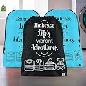 Kuber Industries Pack of 2 Cloth Storage Bag | Non-Woven Storage Organizer | Travel Pouches | Cloth Carrying Bag | Garments Cover | Storage Organizer Bag for Clothing | Large | Sky Blue &amp; Black