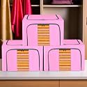 Kuber Industries Pack of 3 Clothes Storage Box | 24 Liter Waterproof Storage Box for Saree-Shirts &amp; Blankets | Underbed Storage Bag | Foldable Parachute Steel Frame Wardrobe Organizer | Pink