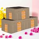 Kuber Industries 24 Liter Clothes Storage Box | Foldable Steel Frame Clothes Organizer | Storage Box For Wardrobe-Saree-Shirts And Blankets | Underbed Storage Bag | Brown