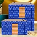 Kuber Industries 88 Liter Clothes Storage Box | Foldable Steel Frame Clothes Organizer | Storage Box For Wardrobe-Saree-Shirts And Blankets | Underbed Storage Bag | Dot Print | Royal Blue