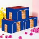 Kuber Industries 24 Liter Clothes Storage Box | Foldable Steel Frame Clothes Organizer | Storage Box For Wardrobe-Saree-Shirts And Blankets | Underbed Storage Bag | Red &amp; Blue