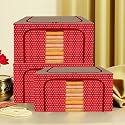 Kuber Industries Pack of 2 Clothes Storage Box | 66 Liter Foldable Steel Frame Clothes Organizer | Underbed Storage Bag | Storage Box For Wardrobe-Saree-Shirts And Blankets | Grey &amp; Black