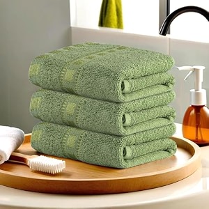 kuber industries pack of 3 cotton face towel  14x21 inch  workout gym napkins  hand towel for men amp woman  quick-drying napkins for travel use  check border  green