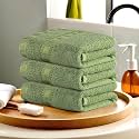 Kuber Industries (Pack of 3) Cotton Face Towel | 14x21 Inch | Workout Gym Napkins | Hand Towel for Men & Woman | Quick-Drying Napkins for Travel Use | Check Border | Green