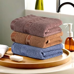 kuber industries pack of 2 cotton handface towels for men amp women  easily washable  workout gym napkins for men  pocket towel - dark blue amp brown