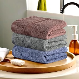 kuber industries pack of 2 cotton handface towels for men amp women  easily washable  workout gym napkins for men  pocket towel - dark blue amp brown