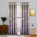 Kuber Industries 7 Feet Curtains for Living Room | Door Curtains for Balcony, Bedroom &amp; Pooja Room | Knited Flower Print - Brown