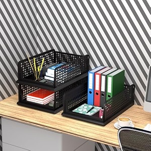 kuber industries pack of 3 desk stationary organizer  foldable office desk organizers  drawers for dressing table  storage bins for kitchen bathroom  black