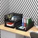 Kuber Industries (Pack of 3) Desk Stationary Organizer | Foldable Office Desk Organizers | Drawers for Dressing Table | Storage Bins for Kitchen, Bathroom | Black