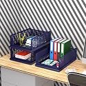 Kuber Industries (Pack of 3) Desk Stationary Organizer | Foldable Office Desk Organizers | Drawers for Dressing Table | Storage Bins for Kitchen, Bathroom | Blue