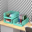 Kuber Industries (Pack of 3) Desk Stationary Organizer | Foldable Office Desk Organizers | Drawers for Dressing Table | Storage Bins for Kitchen, Bathroom | Pista Green