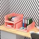 Kuber Industries (Pack of 3) Desk Stationary Organizer | Foldable Office Desk Organizers | Drawers for Dressing Table | Storage Bins for Kitchen, Bathroom | Coral Pink