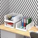 Kuber Industries (Pack of 3) Desk Stationary Organizer | Foldable Office Desk Organizers | Drawers for Dressing Table | Storage Bins for Kitchen, Bathroom | White