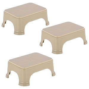 kuber industries pack of 3 durable bathroom stool for bathing  comfortable indoor machiya for sitting  senior citizens bath stool amp adults patla chair for home  plain p6 - beige
