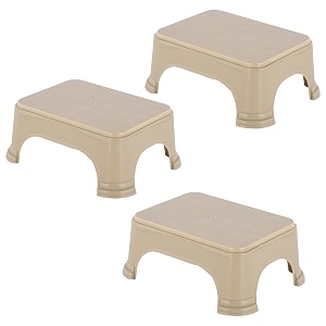kuber industries pack of 3 durable bathroom stool for bathing  comfortable indoor machiya for sitting  senior citizens bath stool amp adults patla chair for home  plain p6 - beige